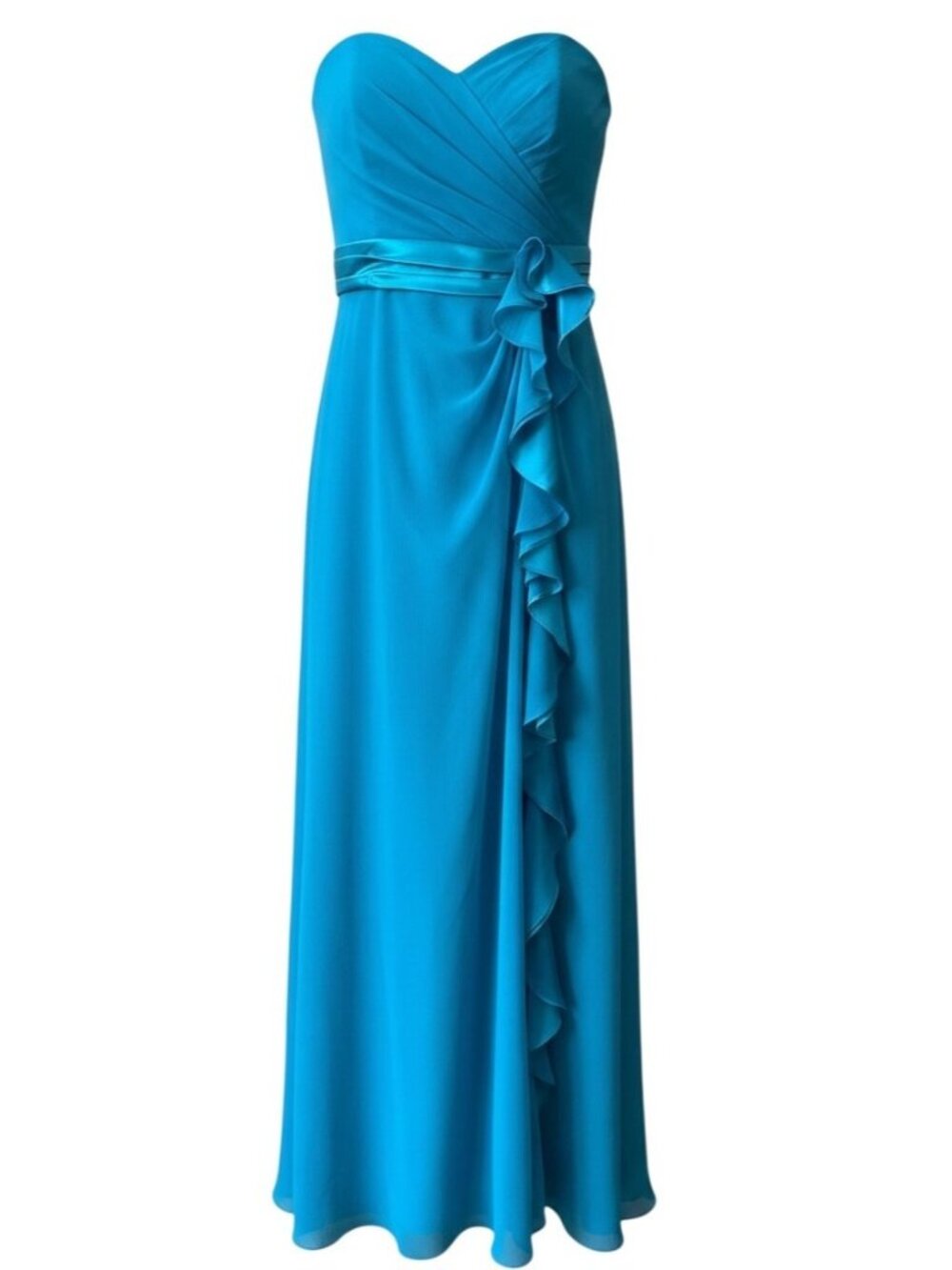 David's Bridal Strapless Blue Gown Size 12